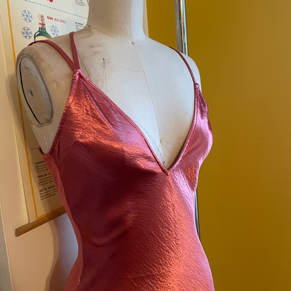 Express Dresses & Skirts - Pink Satin Midi Cocktail Dress